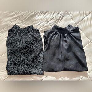 High Collar Black and Polka Dot Blouse Set